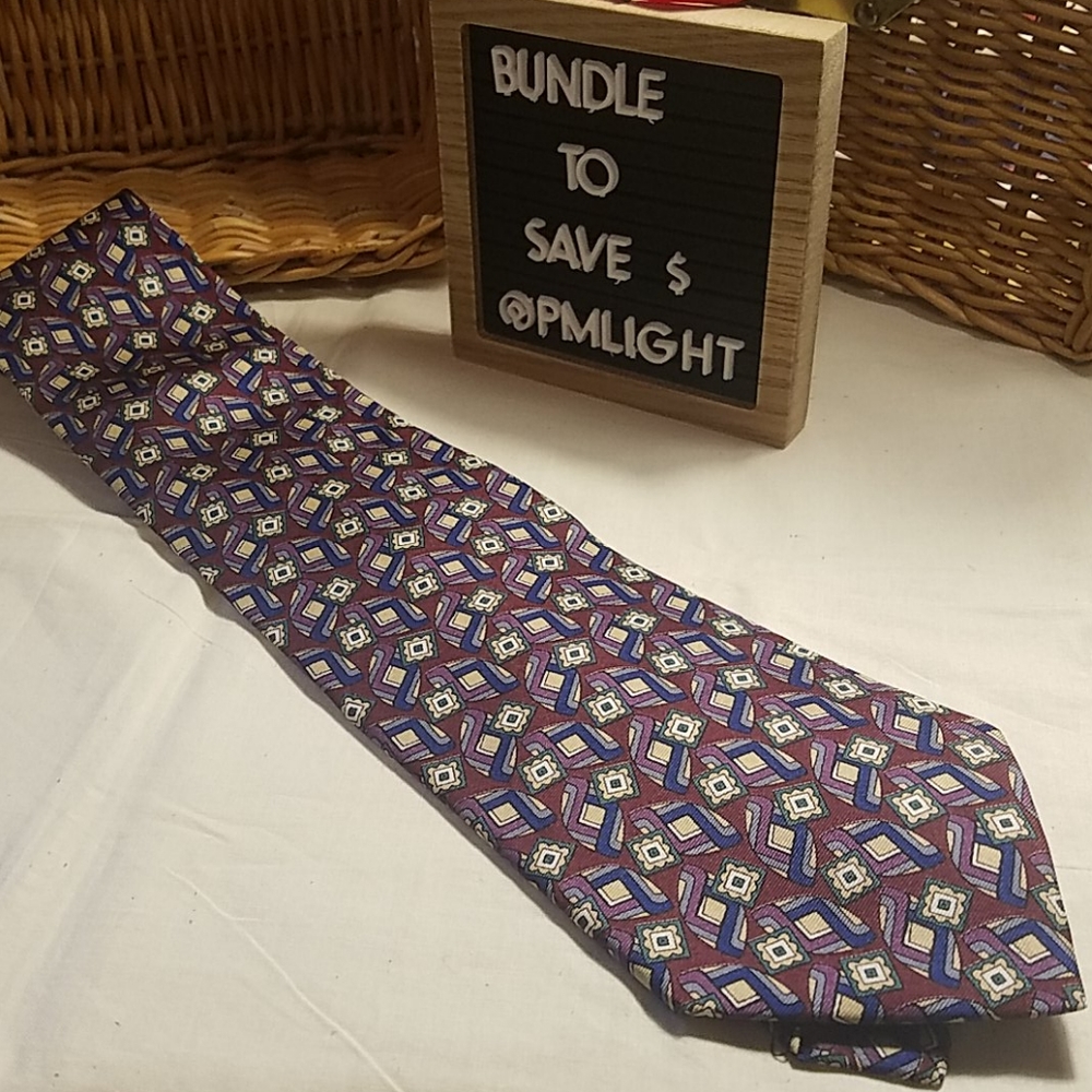 Robert Stock Necktie 100% Silk Burgundy Background